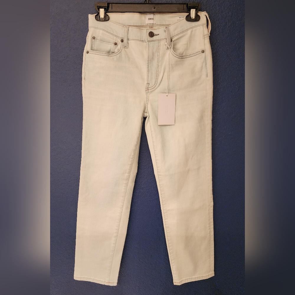 EDWIN Bree Crop Slim Straight In Outcast Blue Size 26 - Picture 3 of 13